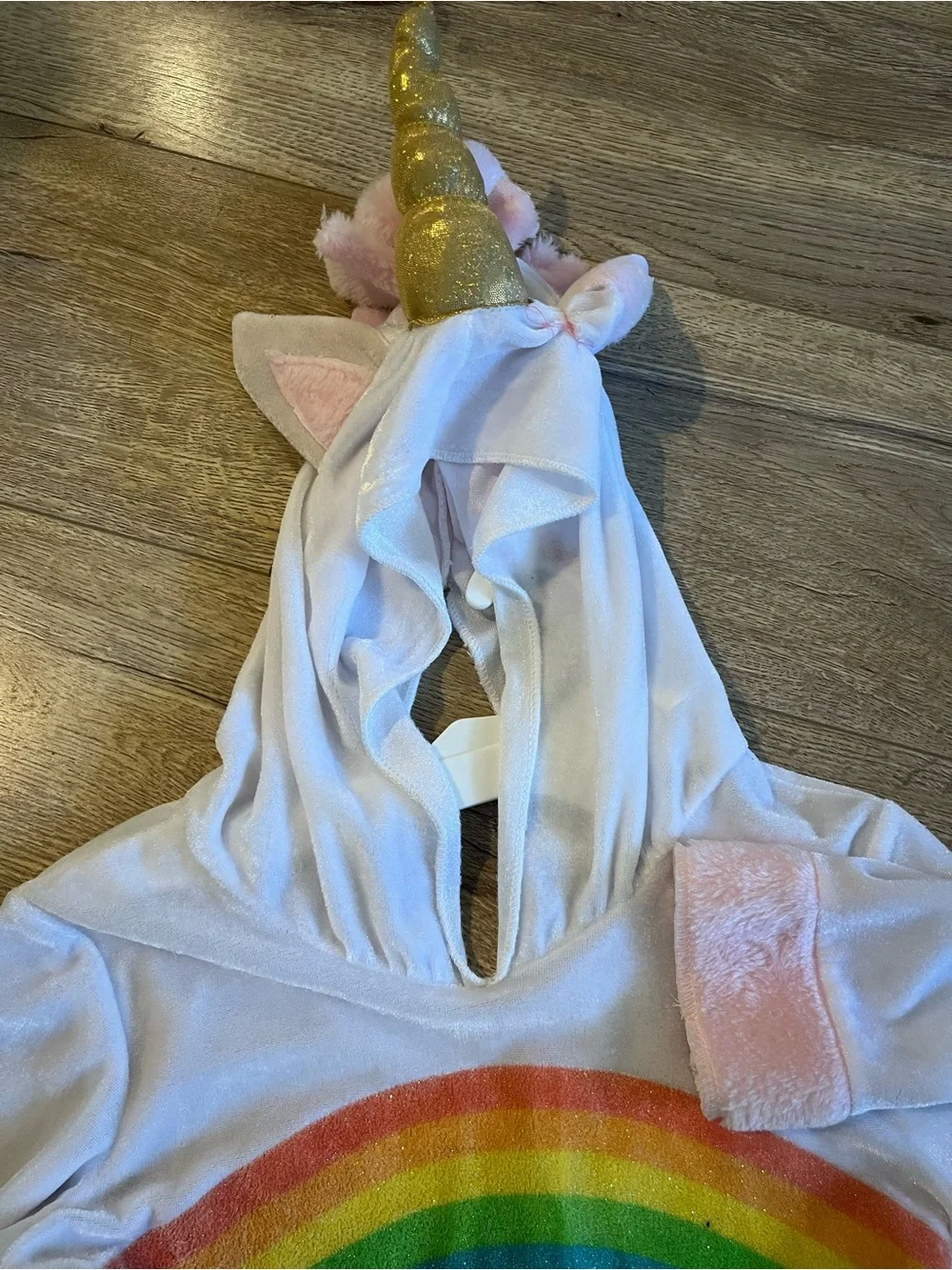 Girls Unicorn Rainbow Hooded Costume Dress with Matching Boot Cuffs
